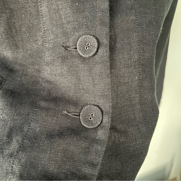 Eileen Fisher Black mock neck button down blazer size Large 100% Linen - Picture 3 of 6